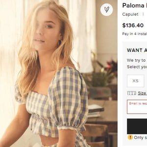 Lulu's Cropped Puff Sleeve Gingham Top, Size Medium